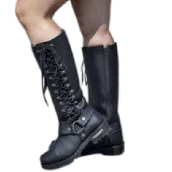 Milwaukee Leather Classic Harness Side Lacing Detail 14” Tall Boot  Size… - Picture 12 of 12